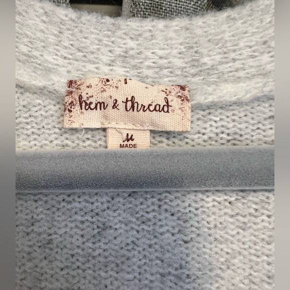 Hem & Thread Cream and Denim Cardigan - Picture 2 of 4